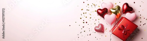 Valentines hearts with gift box.Vector symbols of love in shape of heart for Happy Valentine's Day. vector