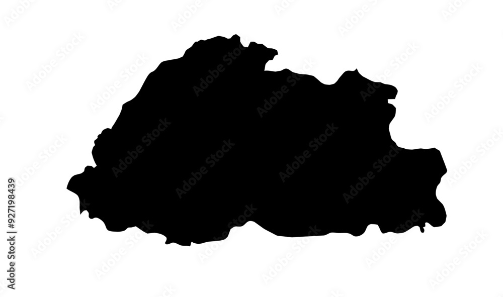 A contour map of Bhutan. Vector graphic illustration on a transparent background with black country's borders A contour map of Bhutan. Vector graphic illustration on a transparent background with black country's borders