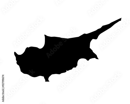 A contour map of Cyprus. Vector graphic illustration on a transparent background with black country's borders