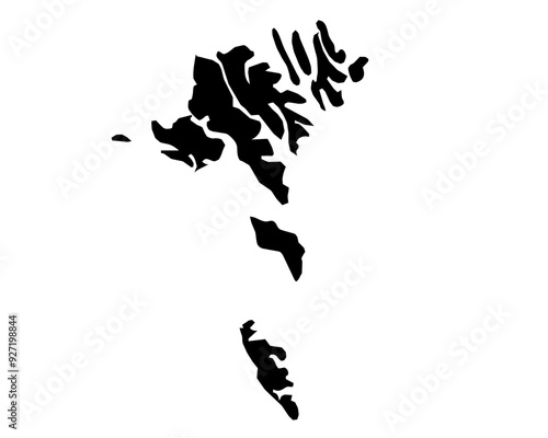 A contour map of Faroe Islands. Vector graphic illustration on a transparent background with black country's borders photo