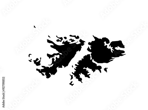 A contour map of Falkland Islands. Vector graphic illustration on a transparent background with black country's borders