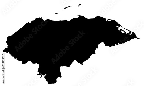 A contour map of Honduras. Vector graphic illustration on a transparent background with black country's borders