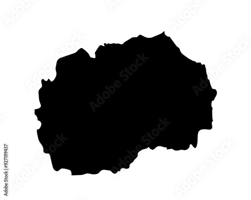 A contour map of North Macedonia. Vector graphic illustration on a transparent background with black country's borders