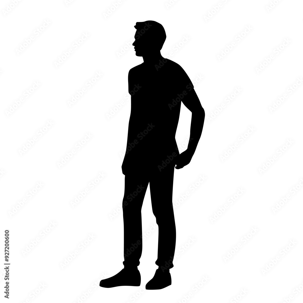 Vector silhouette of man standing, profile, business people, black color, isolated on white background Vector silhouette of man standing, profile, business people, black color, isolated on white background