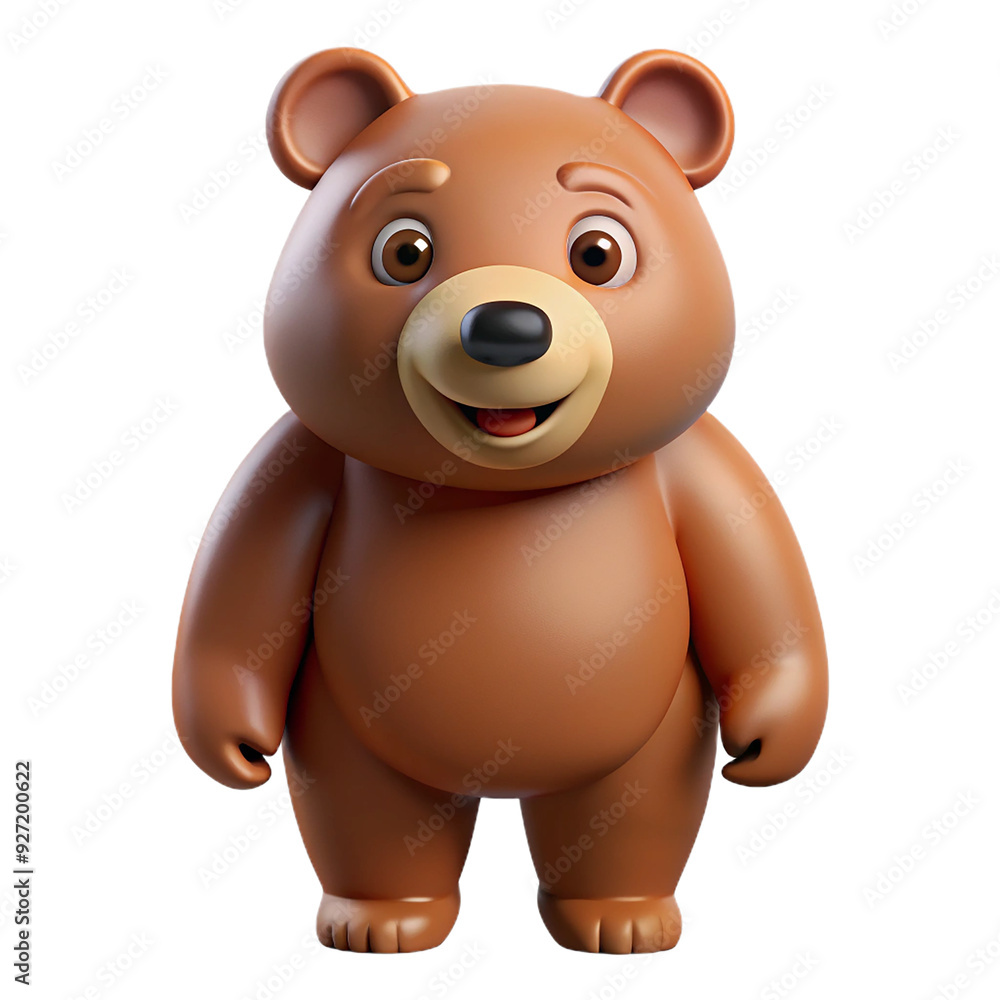 3d brown bear isolated on white background. Generative AI 3d brown bear isolated on white background. Generative AI