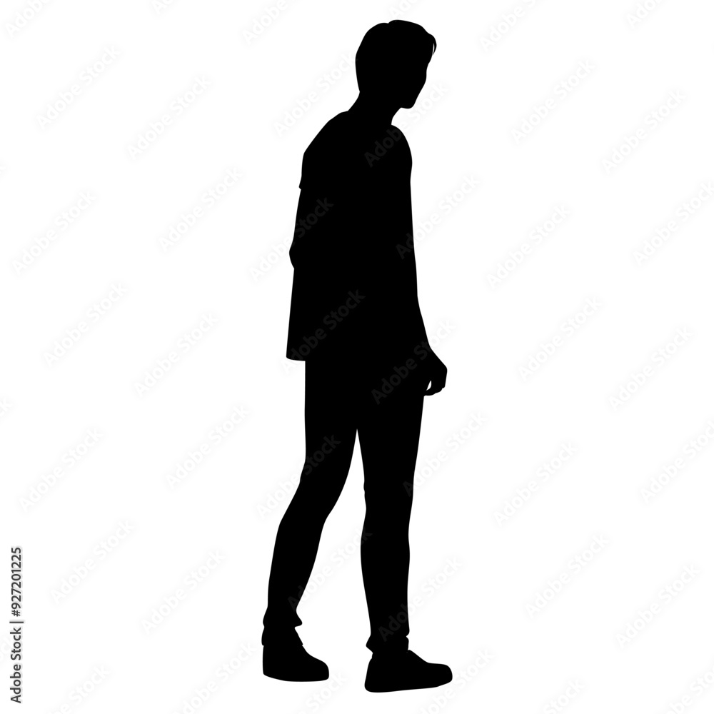 Vector silhouette of man standing, profile, business people, black color, isolated on white background Vector silhouette of man standing, profile, business people, black color, isolated on white background