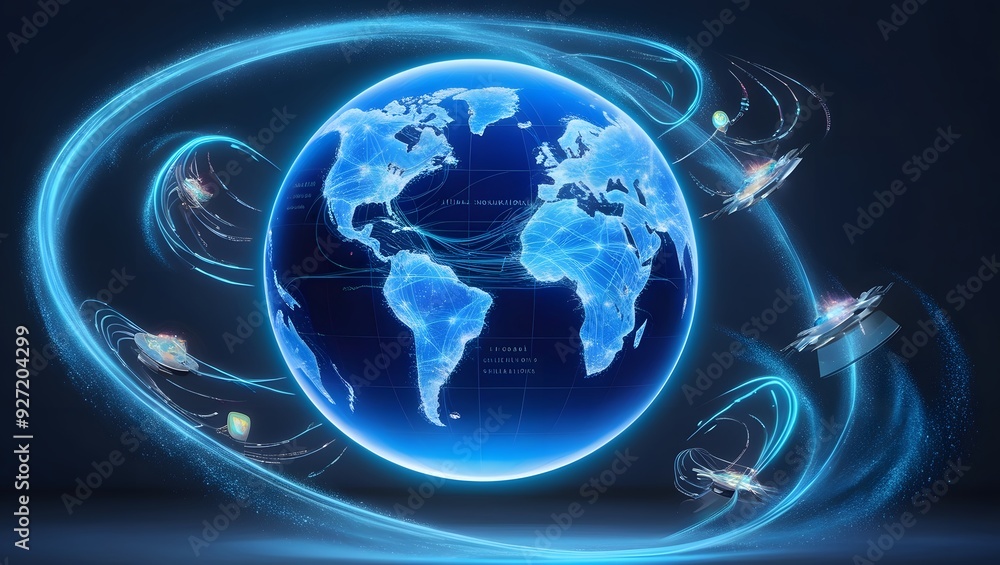 Obraz premium Satellites orbiting the Earth.