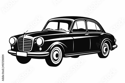 vintage car silhouette vector, retro car illustration