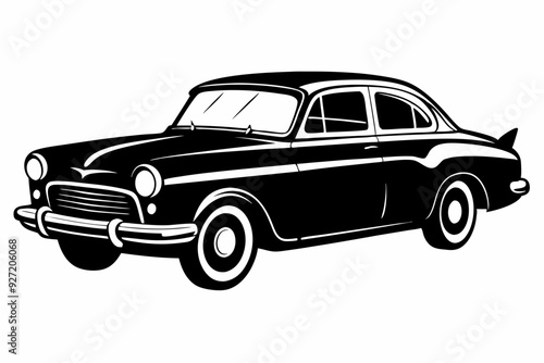 vintage car silhouette vector, retro car illustration