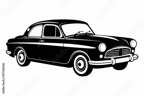 vintage car silhouette vector, retro car illustration