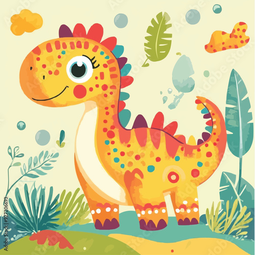 cute cartoon Picasso Dinosaur vector