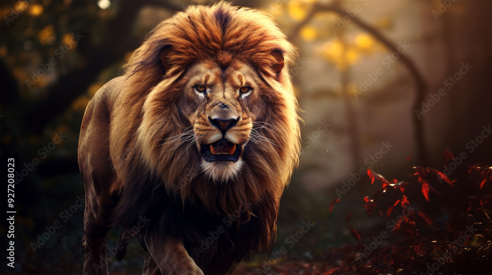 Naklejka premium big lion looking on background