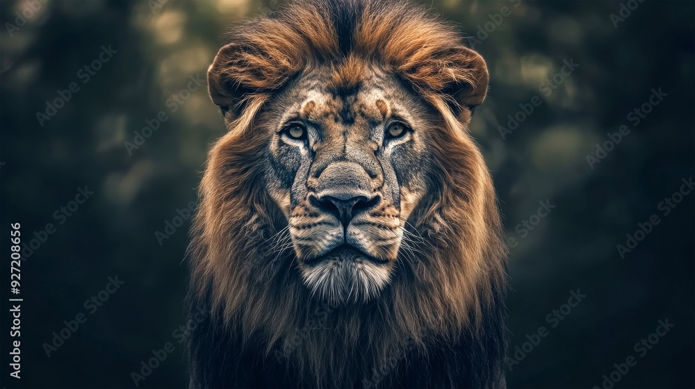 Fototapeta premium big lion looking on background