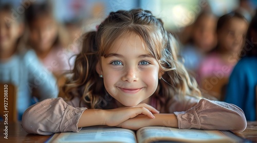 Wallpaper Mural Portrait of Pretty Caucasian Girl Student Smiling in Classroom Torontodigital.ca