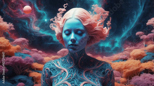 A girl in a meditative trance