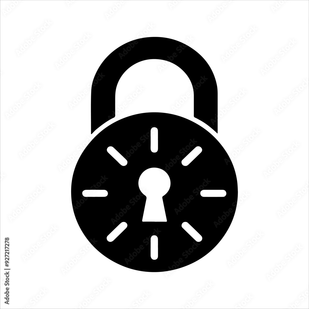 Round digital padlock icon silhouette vector illustration design on white background. Round digital padlock icon silhouette vector illustration design on white background.