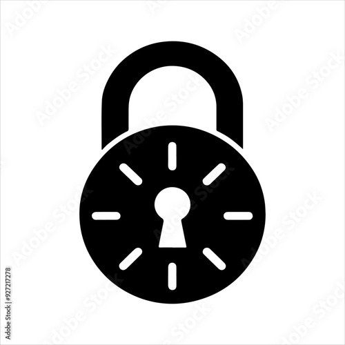 Round digital padlock icon silhouette vector illustration design on white background.