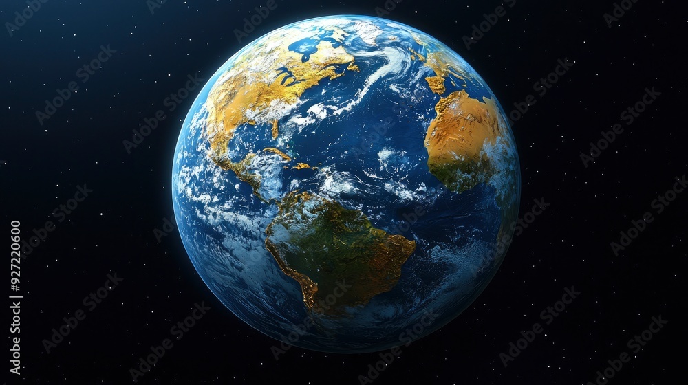 Earth from Space with Stars in the Background Earth from Space with Stars in the Background