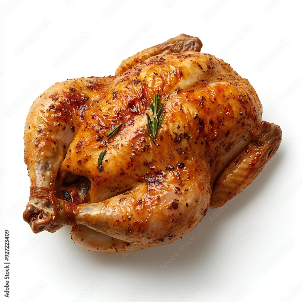 roasted chicken isolated on white background with shadow. roasted chicken with stuffing top view in celebration of thanksgiving day roasted chicken isolated on white background with shadow. roasted chicken with stuffing top view in celebration of thanksgiving day