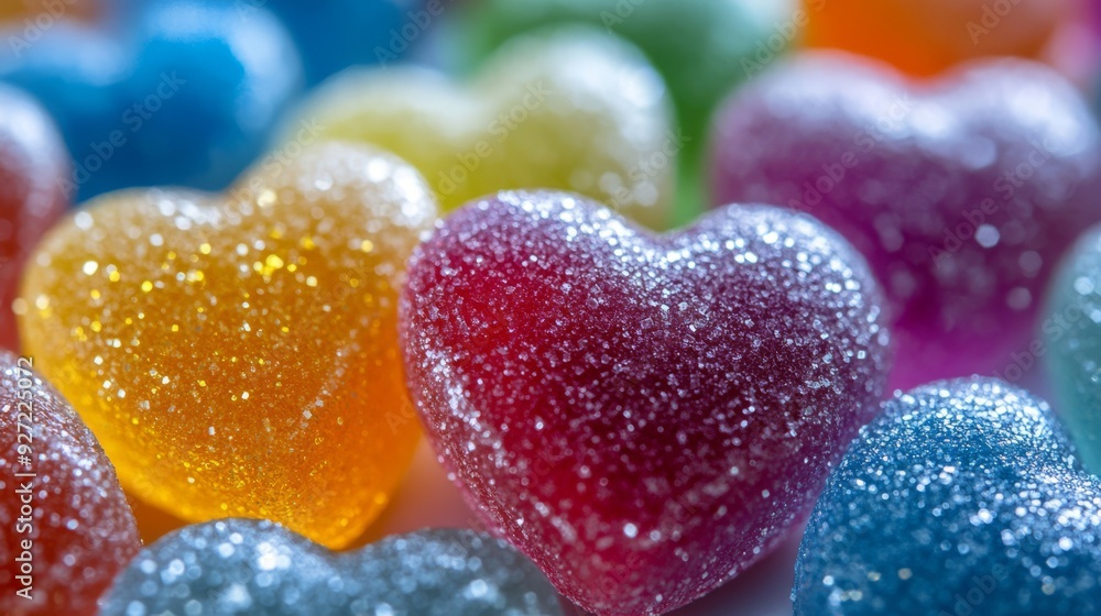 Colorful Heart-Shaped Gummy Candies Close-Up Colorful Heart-Shaped Gummy Candies Close-Up