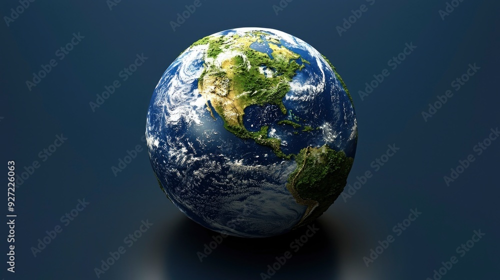Fototapeta premium 3D Rendered Globe of Earth on Blue Background