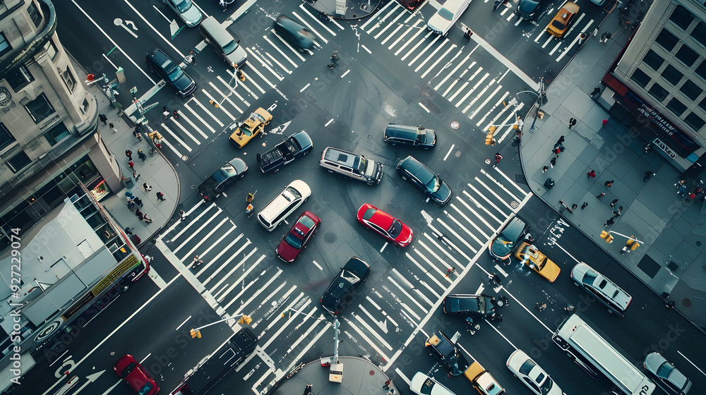 Aerial View of a Busy Intersection in New York City - Photo Aerial View of a Busy Intersection in New York City - Photo