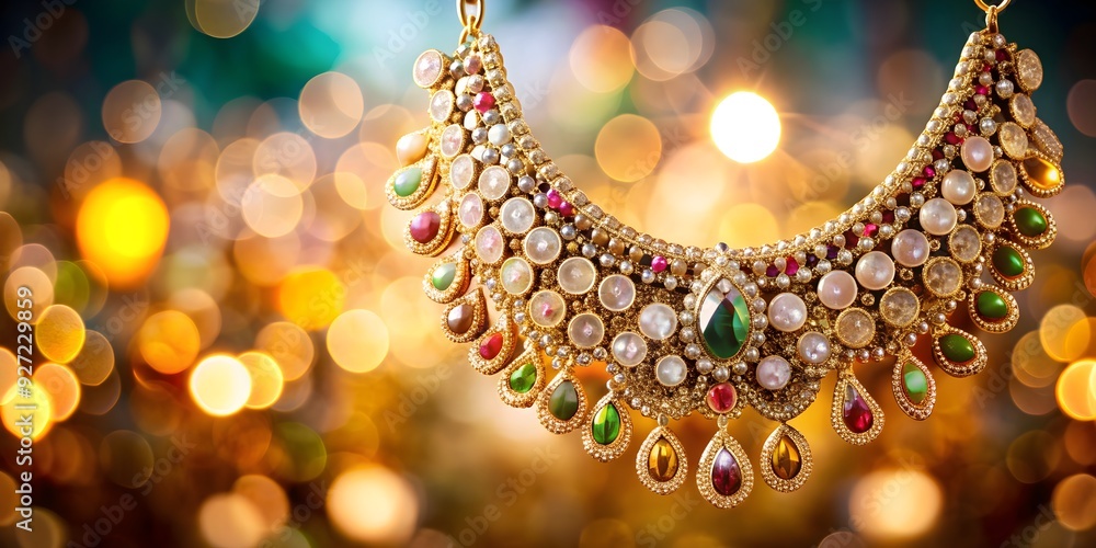 A beautiful necklace displayed on a blurred background, jewelry, accessory, fashion, elegant, luxury, pendant, chain, shiny A beautiful necklace displayed on a blurred background, jewelry, accessory, fashion, elegant, luxury, pendant, chain, shiny