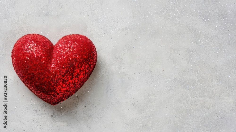 Red heart covered in sparkling glitter, Glitter heart, Radiant romance Red heart covered in sparkling glitter, Glitter heart, Radiant romance
