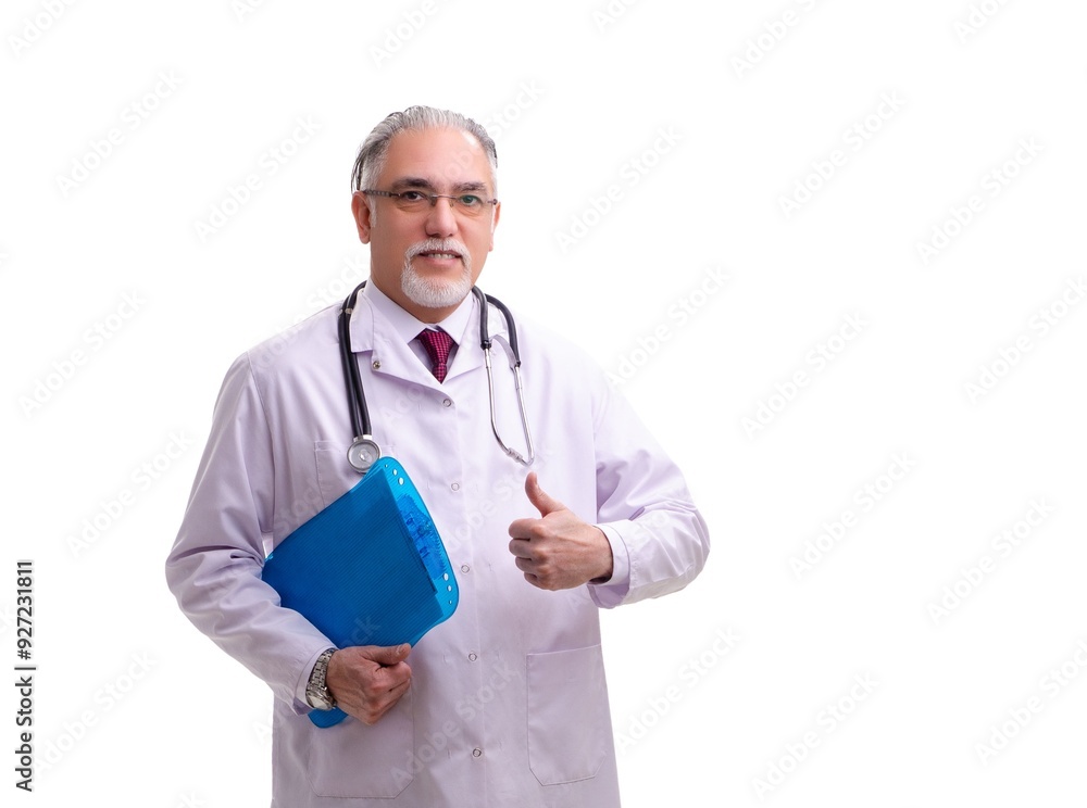 Old male doctor isolated on white Old male doctor isolated on white
