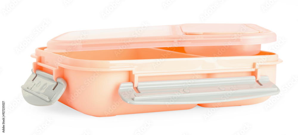 Plastic lunch box and lid isolated on white Plastic lunch box and lid isolated on white
