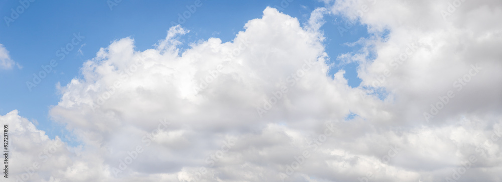 Panoramic view of extraordinary beauty of the clouds in blue summer sky over the northern Israel Panoramic view of extraordinary beauty of the clouds in blue summer sky over the northern Israel