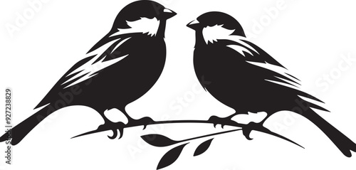 Beautiful bird couple sparrow vector design.