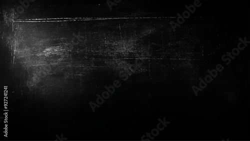 Premium Black Grunge Texture, Crumpled black cardboard with wrinkles and wrinkled folds.