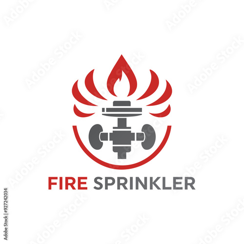 water sprinkler logo design, fire sprinkler, fire extinguisher, fire protection logo vector, sprinkler icon illustration
