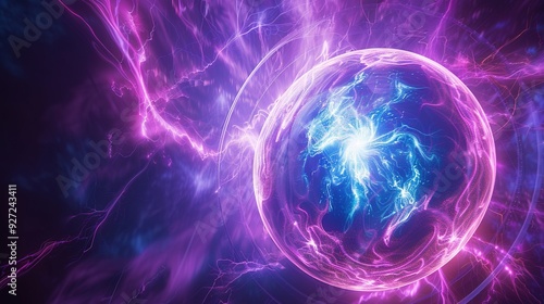 Purple and Blue Plasma Sphere in a Science Concept