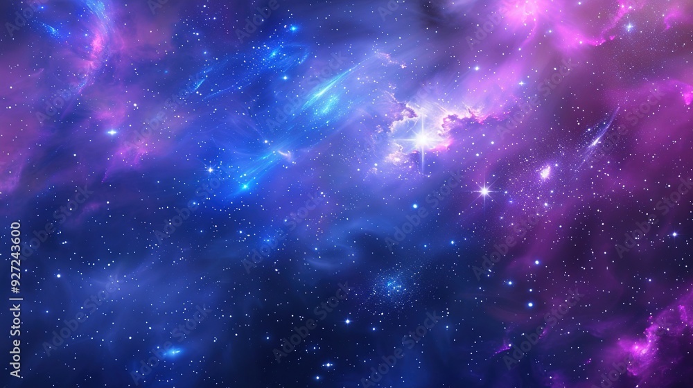 Naklejka premium Big Bang colorful space galaxy fog cloud nebula. Universe science astronomy and stary night cosmos mockup background. Supernova concept wallpaper