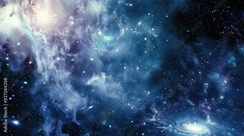 Obraz premium Big Bang colorful space galaxy fog cloud nebula. Universe science astronomy and stary night cosmos mockup background. Supernova concept wallpaper