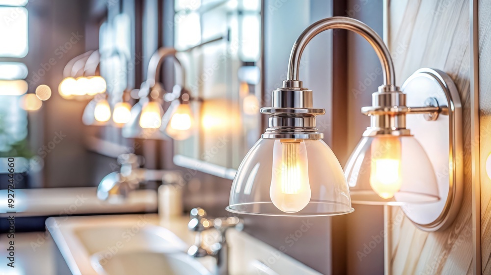 Modern Bathroom Light Fixture with Glass Shade. Modern Bathroom Light Fixture with Glass Shade.