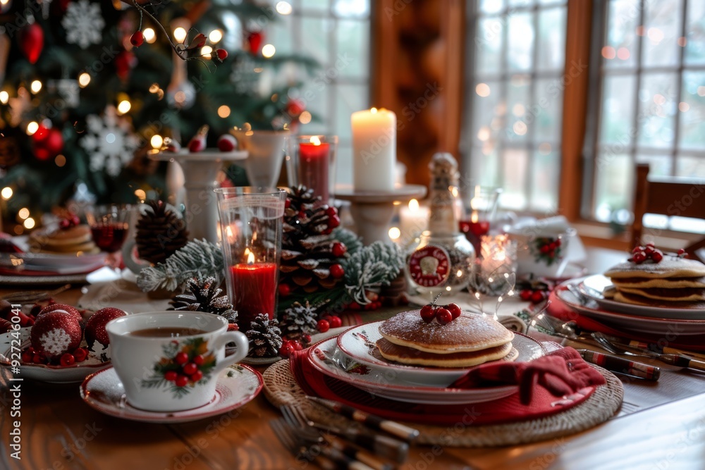 Festive Christmas Breakfast Table with Pancakes, Hot Cocoa, Centerpiece – Perfect for Holiday Gatherings Festive Christmas Breakfast Table with Pancakes, Hot Cocoa, Centerpiece – Perfect for Holiday Gatherings