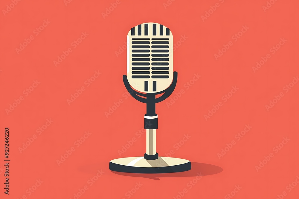Halftone collage with microphone Halftone collage with microphone
