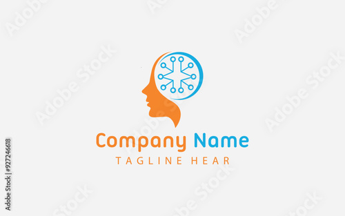 Free Modern Brain Tech logo template