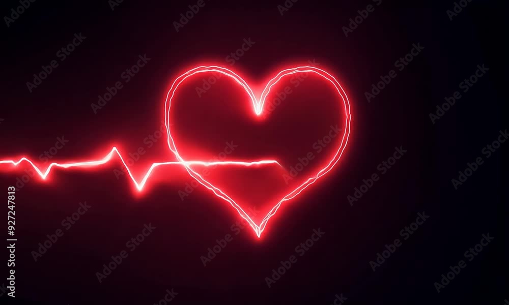 A glowing red heart with a pulsing electrocardiogram line on a dark background, symbolizing life, health, and love A glowing red heart with a pulsing electrocardiogram line on a dark background, symbolizing life, health, and love