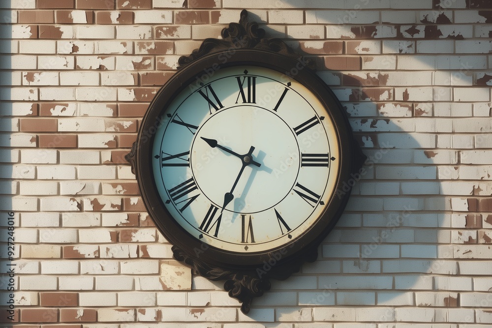 Fototapeta premium Clock on a brick wall