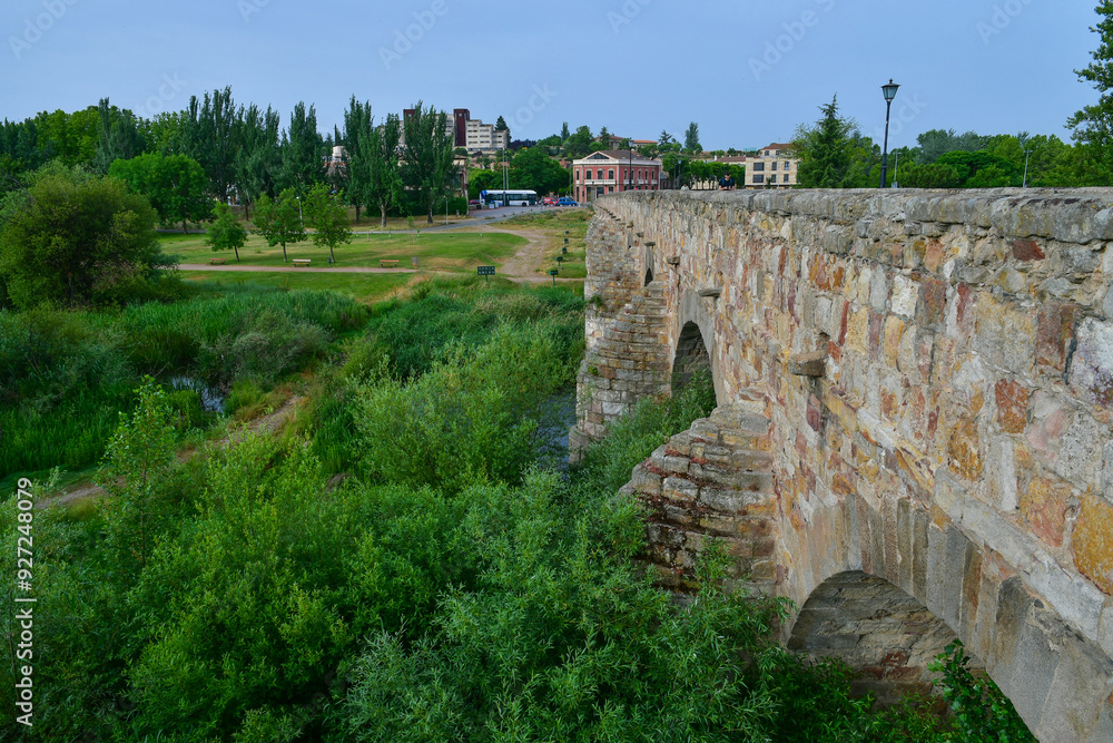Fototapeta premium The ancient Roman bridge in Salamanca, historic city in Spain.