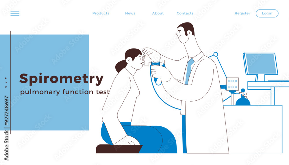 Medical Specialist Performing Spirometry on Patient in Medical Office ...