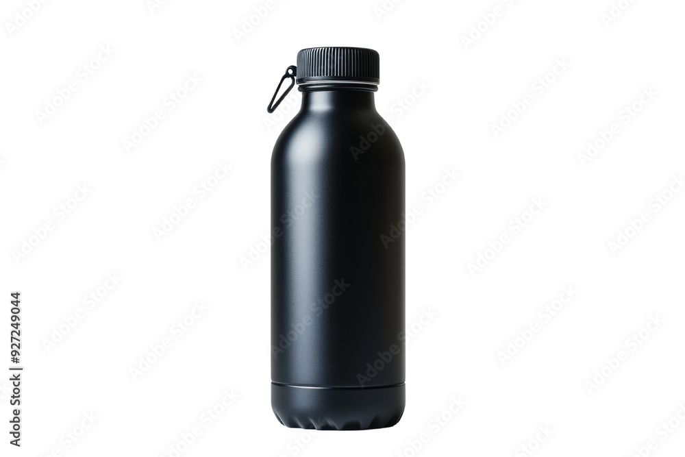 A sleek black water bottle with a screw-on cap and a sturdy design, ideal for hydration on the go A sleek black water bottle with a screw-on cap and a sturdy design, ideal for hydration on the go