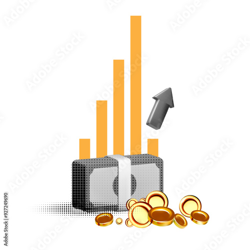 Financial investment halftone design. Market movement. Bank deposit, profit finance Online banking. Cryptocurrency investment