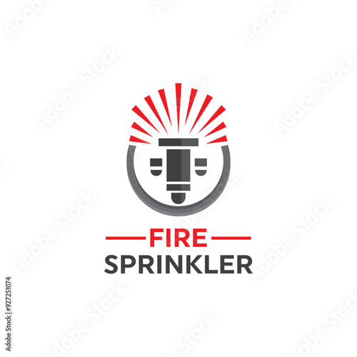 water sprinkler logo design, fire sprinkler, fire extinguisher, fire protection logo vector, sprinkler icon illustration