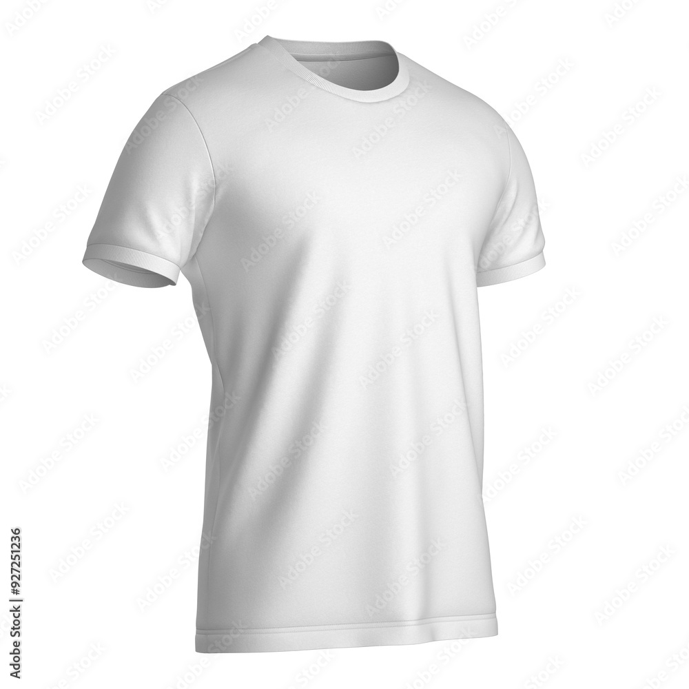 White o-neck t-shirt with sleeve cuff front halfside view
