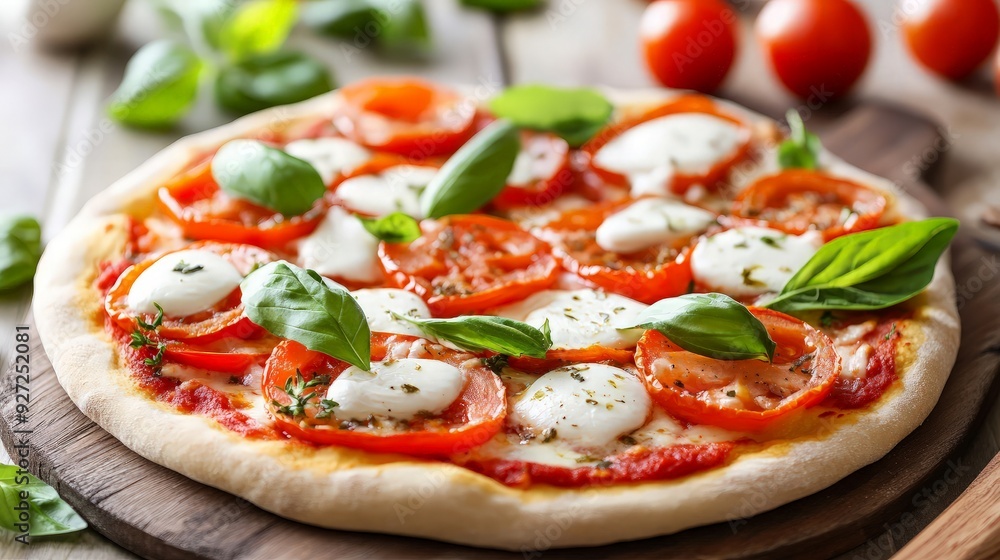 Delicious Margherita Pizza with Fresh Basil Delicious Margherita Pizza with Fresh Basil
